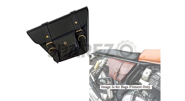 Royal Enfield GT and Interceptor 650 Side Panel Bag With Pocket Genuine Leather Black - SPAREZO